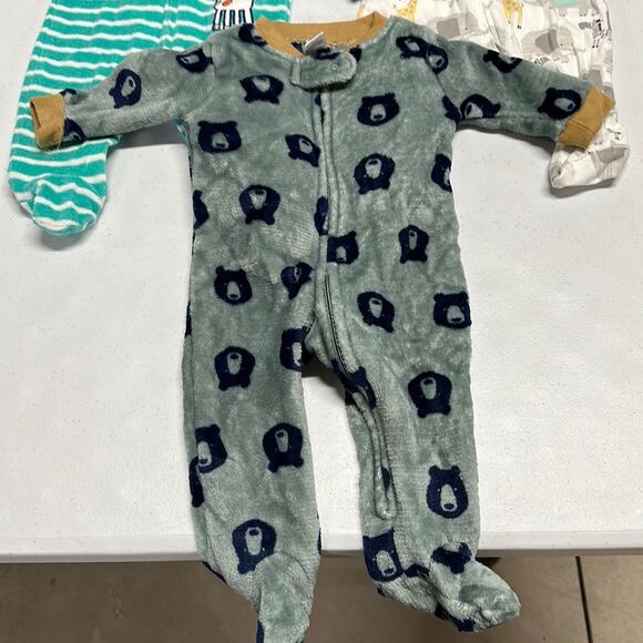 3x Lot Boys Koala Baby Onesie pajamas sz 0-3M Bundle - Green & White - Picture 3 of 4